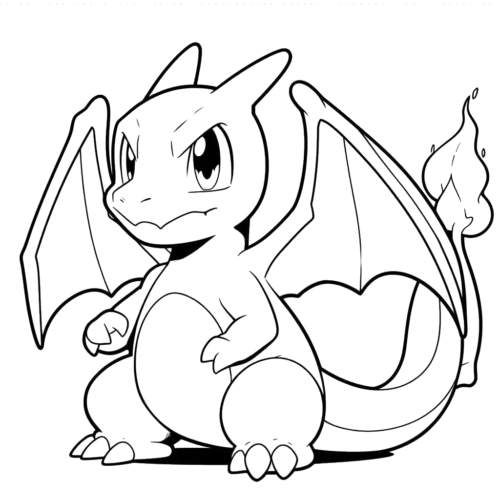 Adorable Charmander Sketch, Cartoon