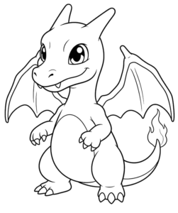 Happy Side View Charmander, Cartoon