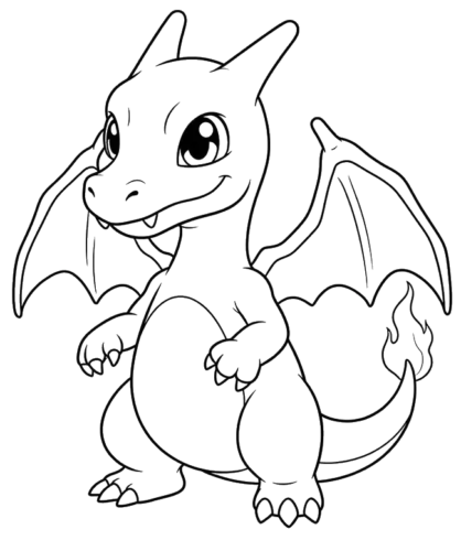 Happy Side View Charmander, Cartoon