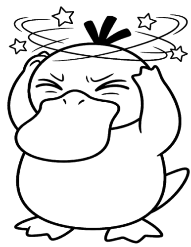 Simple Psyduck Outline, Cartoon