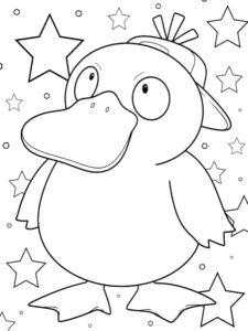Psyduck Line Drawing, Cartoon