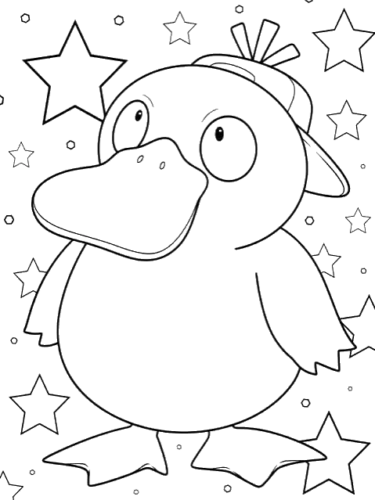Psyduck Line Drawing, Cartoon