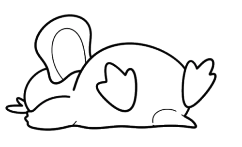 Simple Psyduck Outline, Cartoon