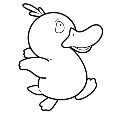 Psyduck Black and White, Cartoon
