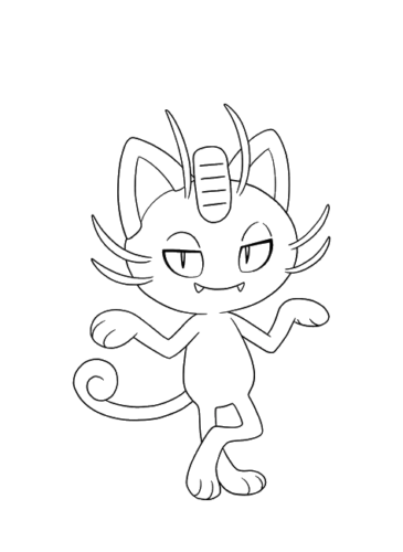 Meowth Line Art, Cartoon