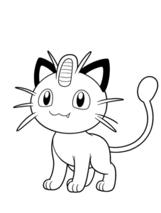 Cute Meowth Outline, Cartoon