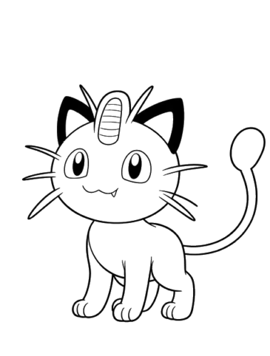 Cute Meowth Outline, Cartoon