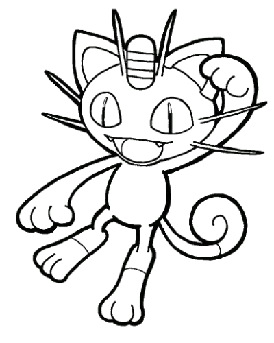 Simple Meowth Outline, Cartoon