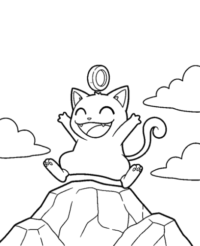 Baby Meowth Outline, Cartoon