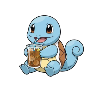 Sitting Squirtle, Cartoon, pokemon, squirtle, cute, drinking